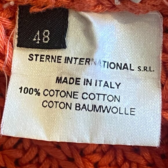 Lorena Antoniazzi  Italian Cotton V-Neck Sweater M Coral & Cream 270N - Picture 6 of 7